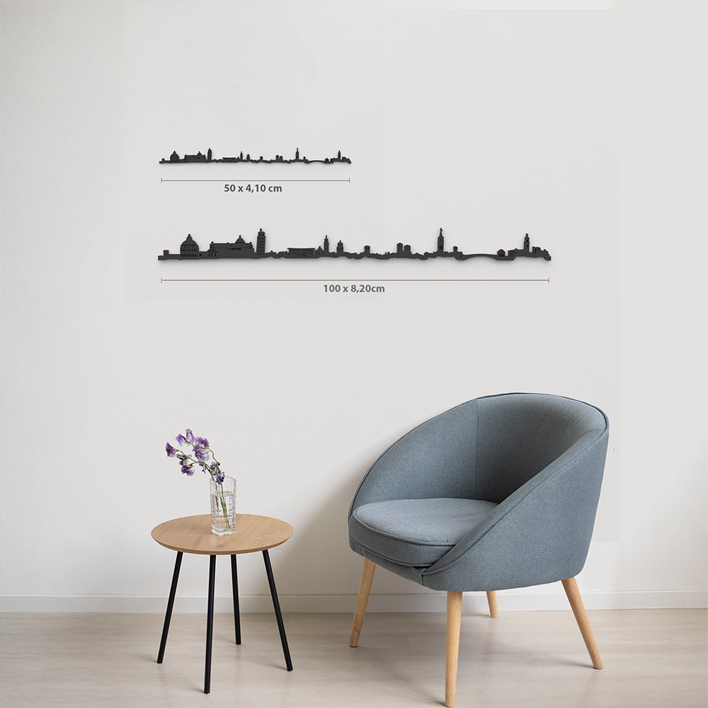 Comparativa 50 cm vs 100 cm del skyline Pisa en salón.