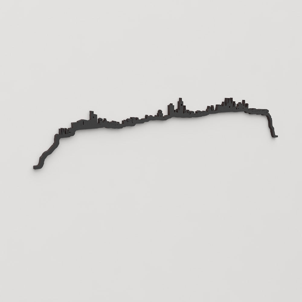Perspectiva lateral del skyline Orvieto en madera negra.