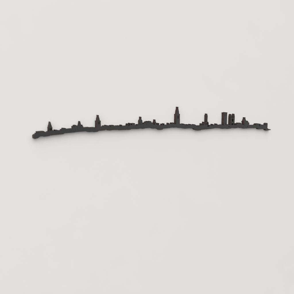 Perspectiva lateral del skyline Saint Andrews en madera negra.