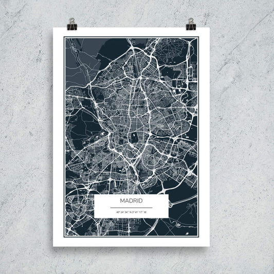 City Maps Madrid skyline in wood - Skylinecity