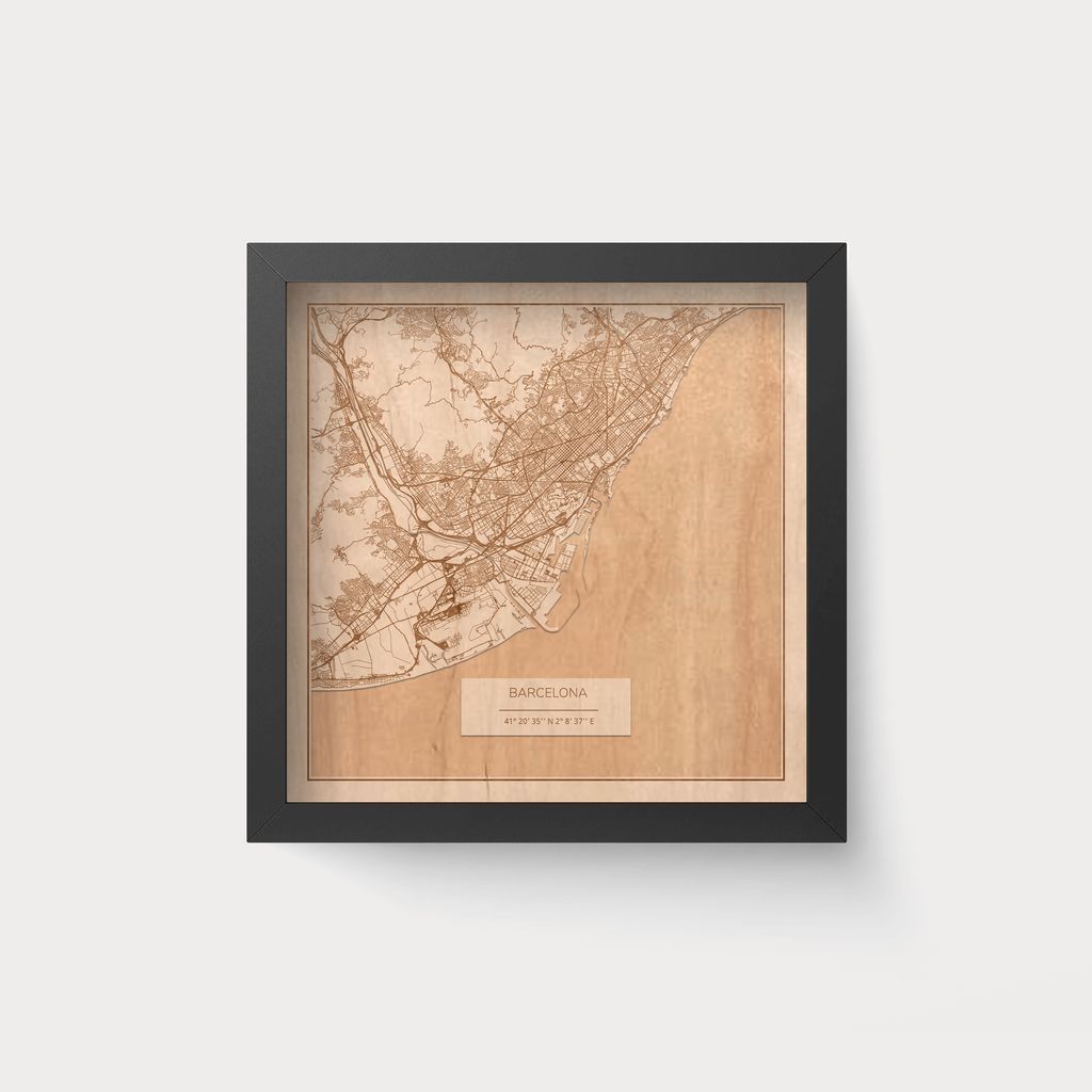 Cuadro de Madera con Mapa Personalizado - Skylinecity