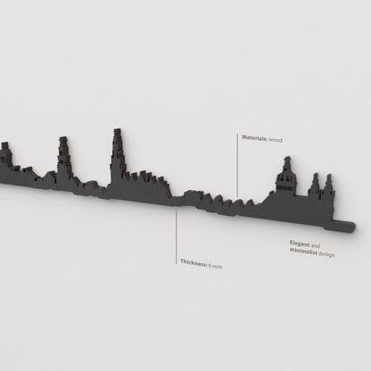 Acabado lacado negro del skyline Ámsterdam en madera.