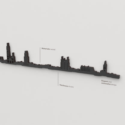 Acabado lacado negro del skyline Antwerp en madera.