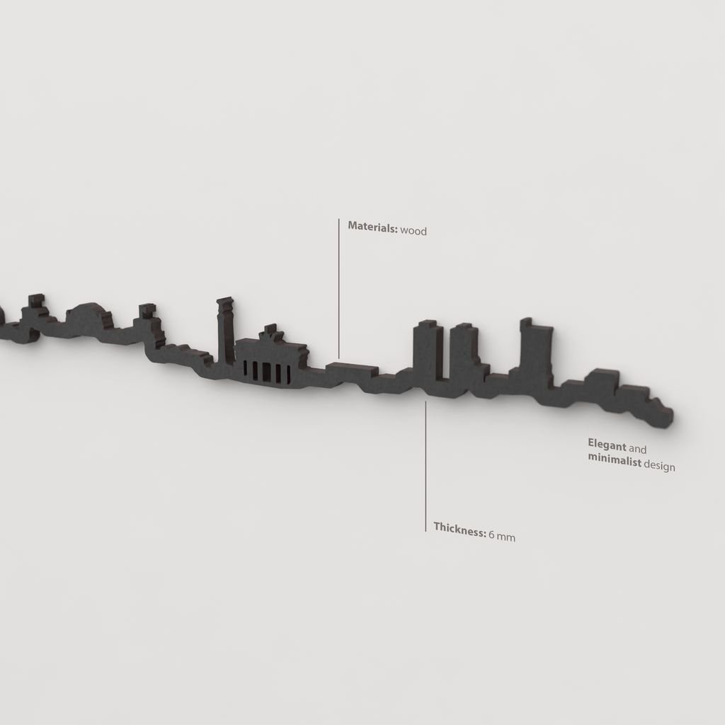 Decoración de pared con la silueta del skyline de Berlín color negro.