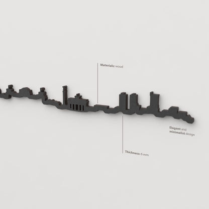 Decoración de pared con la silueta del skyline de Berlín color negro.