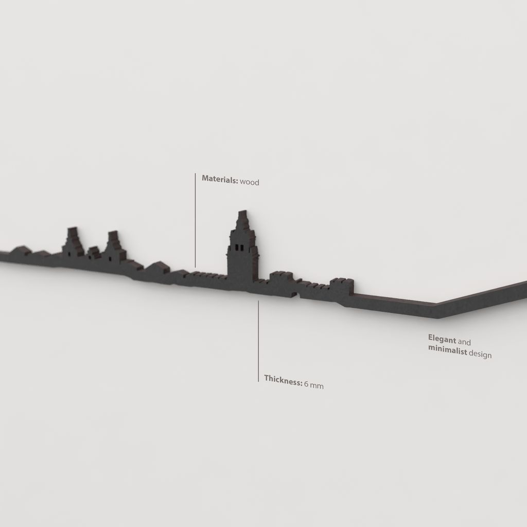 Decoración de pared con la silueta del skyline de Burgo de Osma color negro.