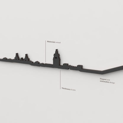 Decoración de pared con la silueta del skyline de Burgo de Osma color negro.