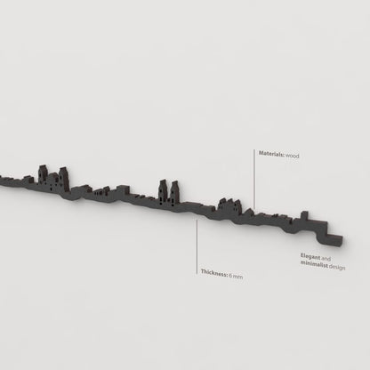 Decoración de pared con la silueta del skyline de Cádiz color negro.