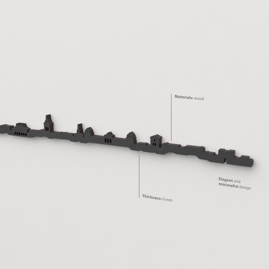 Decoración de pared con la silueta del skyline de Ciudad Real color negro.