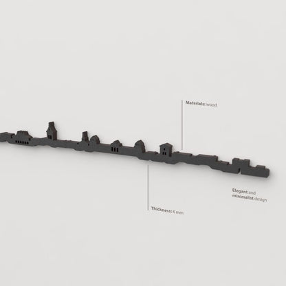 Decoración de pared con la silueta del skyline de Ciudad Real color negro.