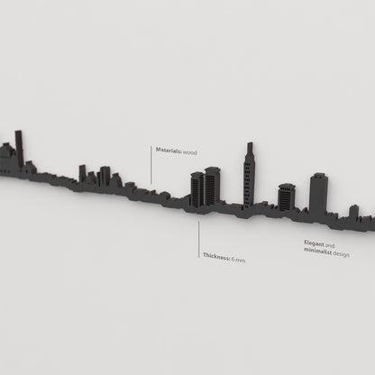 Acabado lacado negro del skyline El Cairo en madera.