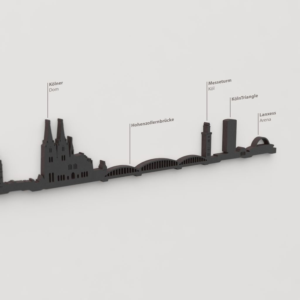 Decoración de pared con la silueta del skyline de Köln color negro.