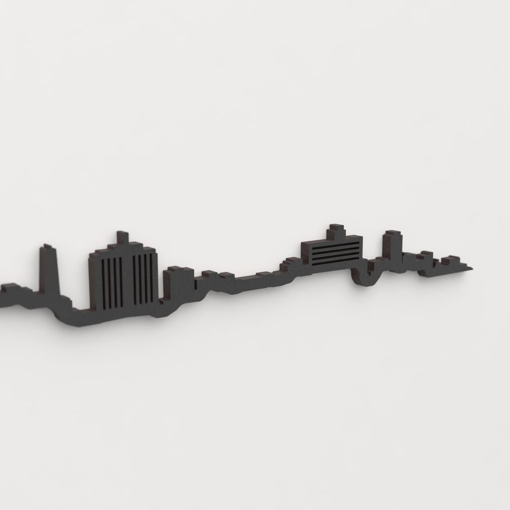 Acabado lacado negro del skyline La Habana en madera.