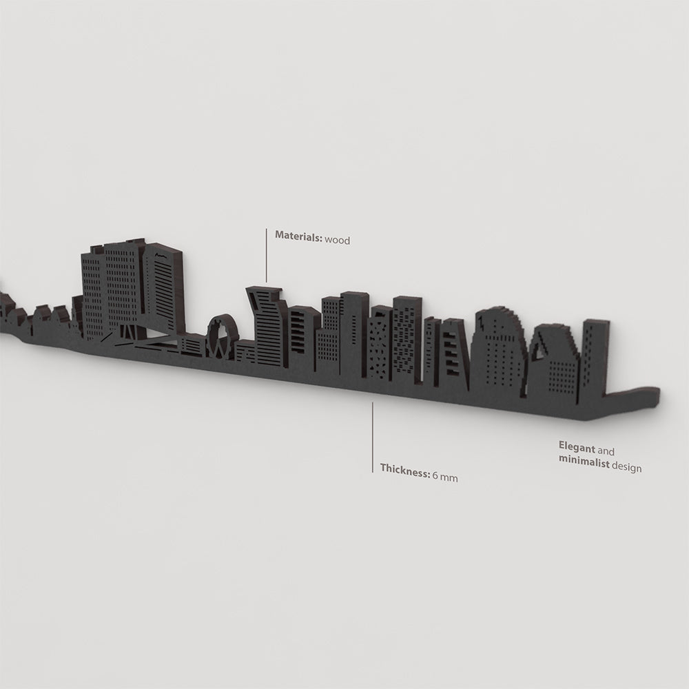 Acabado lacado negro del skyline Oslo en madera.