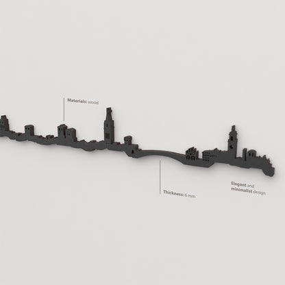 Acabado lacado negro del skyline Pisa en madera.