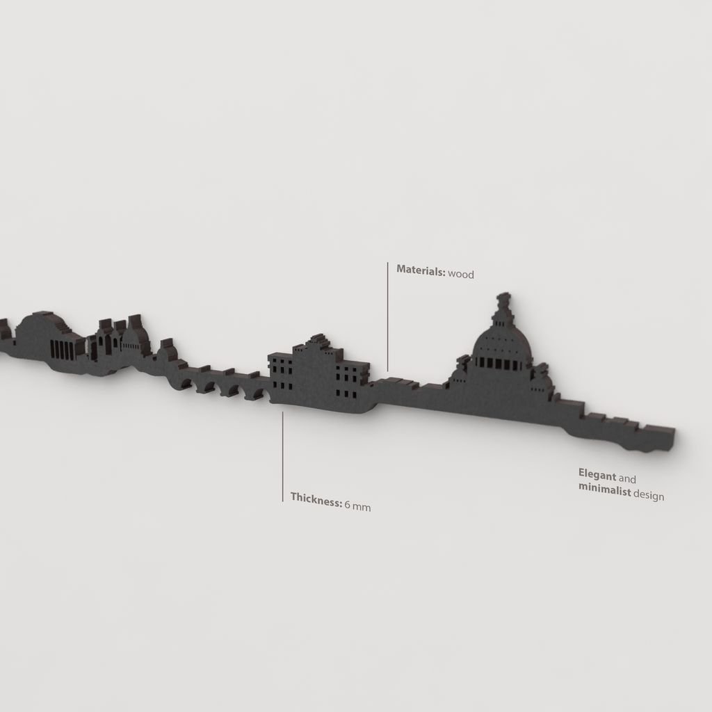 Decoración de pared con la silueta del skyline de Roma color negro.