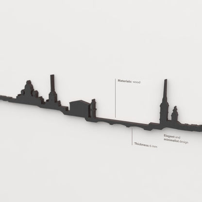 Decoración de pared con la silueta del skyline de Saint Petersburg color negro.
