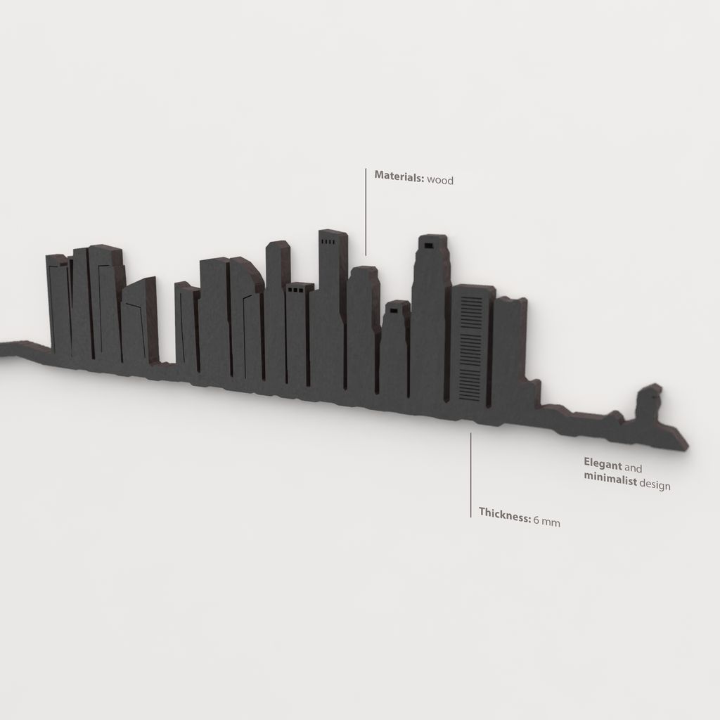 Decoración de pared con la silueta del skyline de Singapore color negro.
