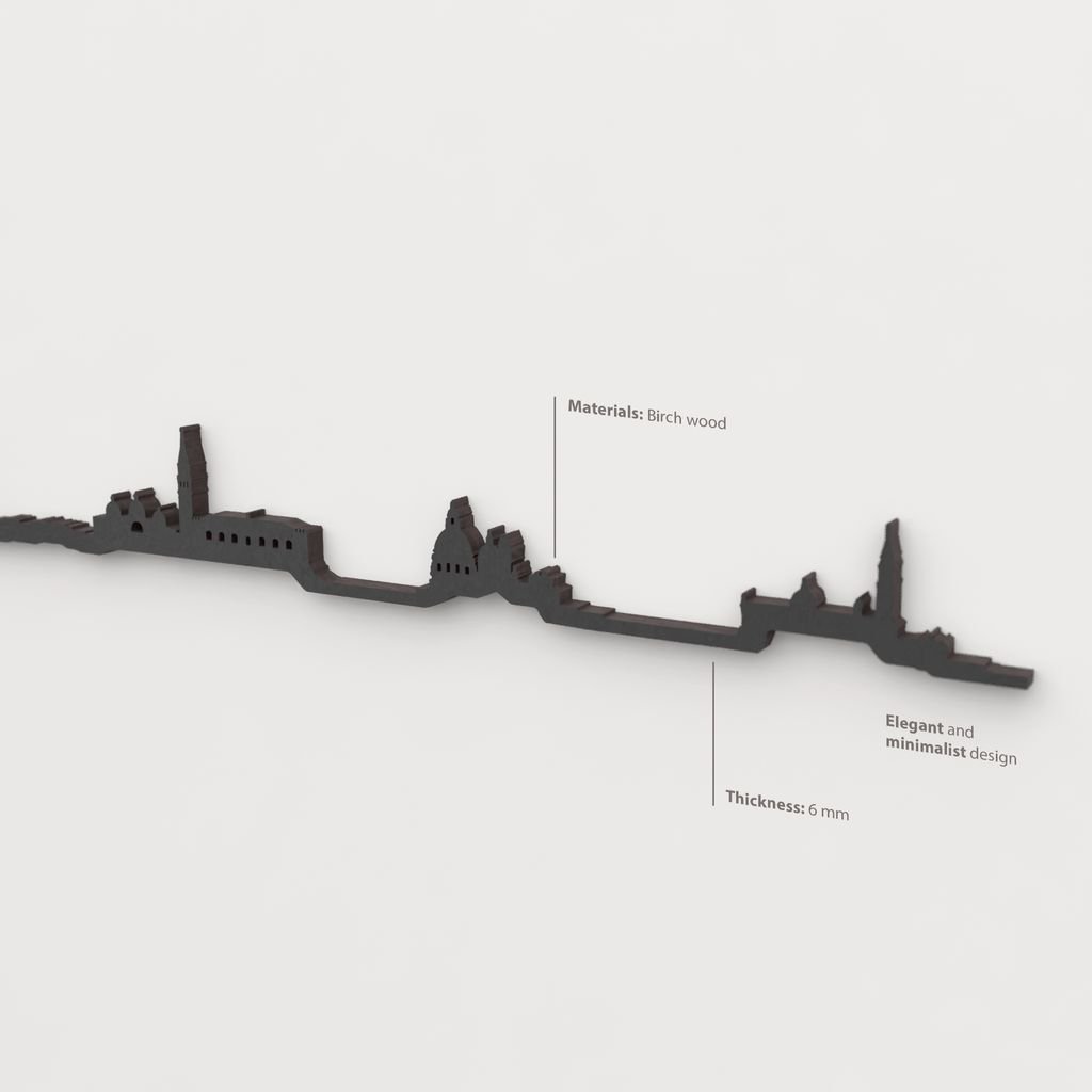 Decoración de pared con la silueta del skyline de Venezia color negro.