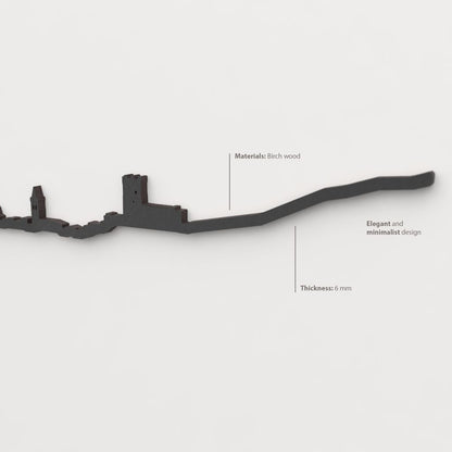 Decoración de pared con la silueta del skyline de Villena color negro.