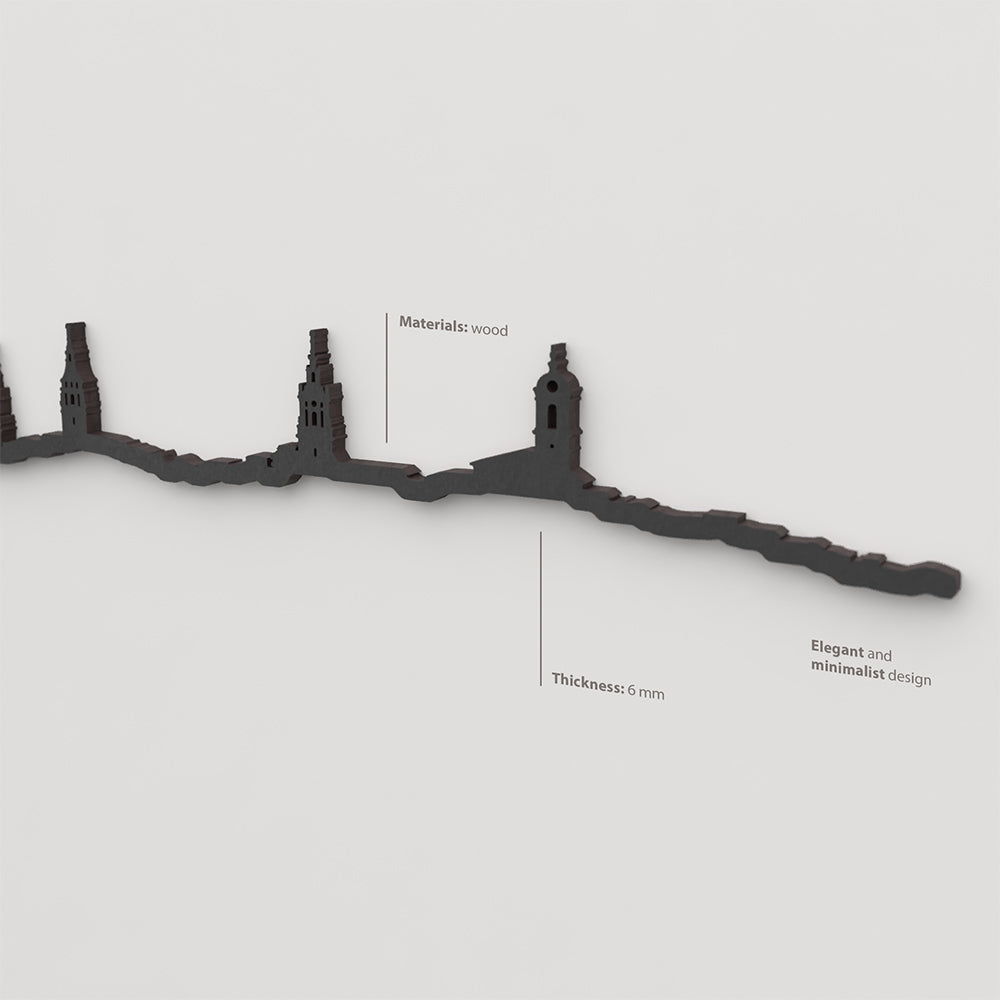 Decoración de pared con la silueta del skyline de Vitoria color negro.