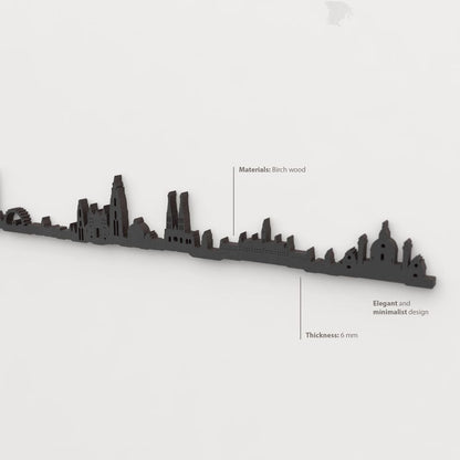 Decoración de pared con la silueta del skyline de Wien color negro.