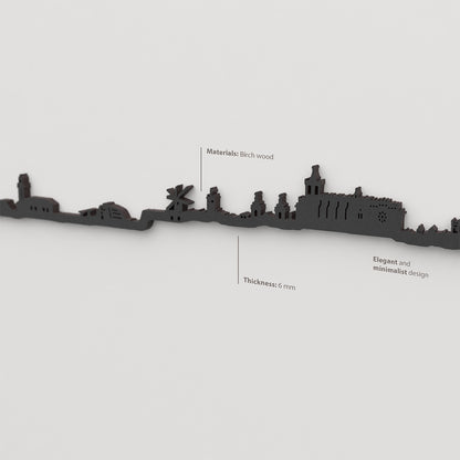 Skyline Ciutadella con acabado lacado negro en madera.
