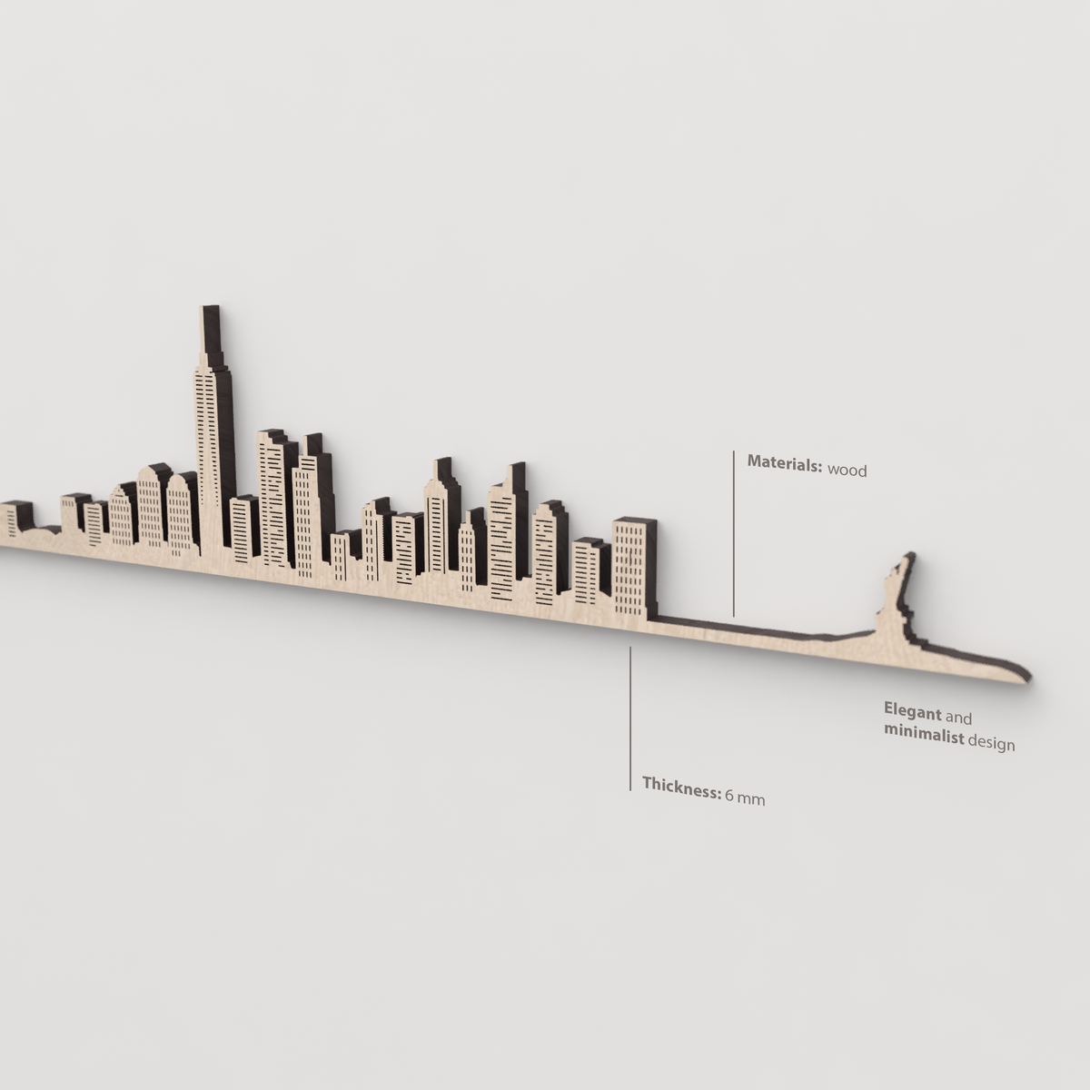 Vetado de la madera natural en el skyline New York.