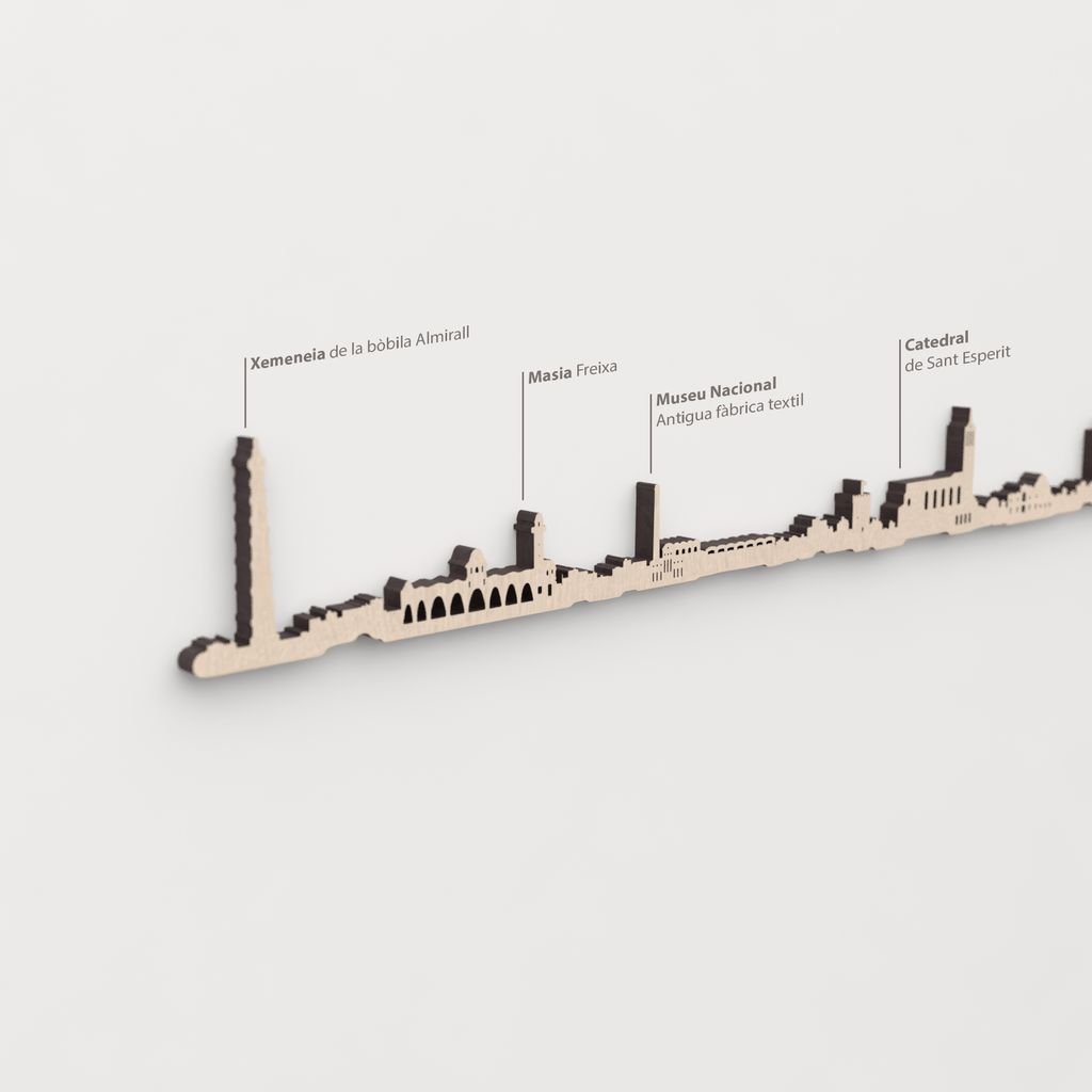 Textura y veta de la madera de abedul natural del skyline Terrassa.