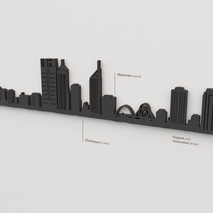 Acabado lacado negro del skyline Perth en madera.