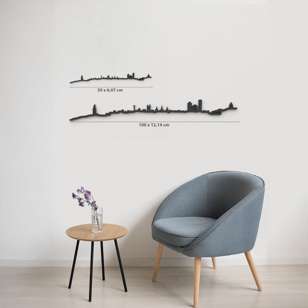 Comparativa 50 cm vs 100 cm del skyline A Coruña en salón.