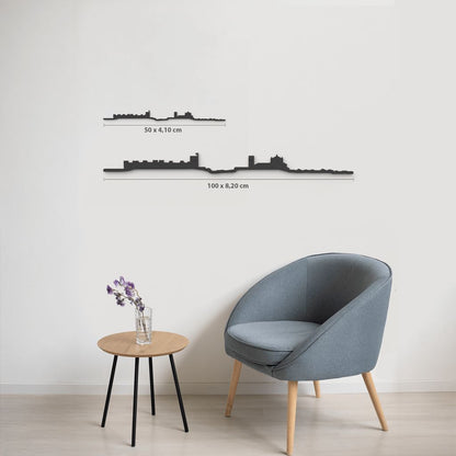 Comparativa 50 cm vs 100 cm del skyline Banos de la Encina en salón.