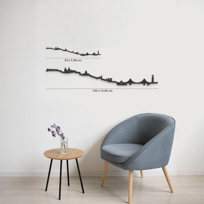 Comparativa 50 cm vs 100 cm del skyline Lisboa en salón.
