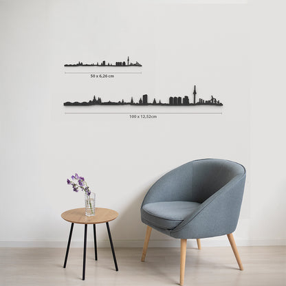 Comparativa 50 cm vs 100 cm del skyline Mannheim en salón.