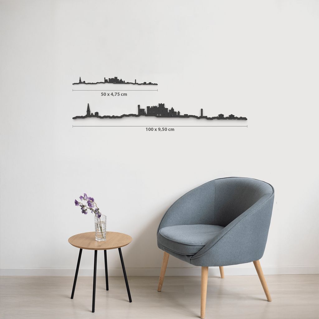 Comparativa 50 cm vs 100 cm del skyline Olite en salón.