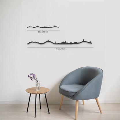 Comparativa 50 cm vs 100 cm del skyline Olot en salón.