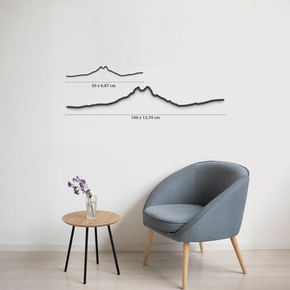 Comparativa 50 cm vs 100 cm del skyline Pedraforca en salón.