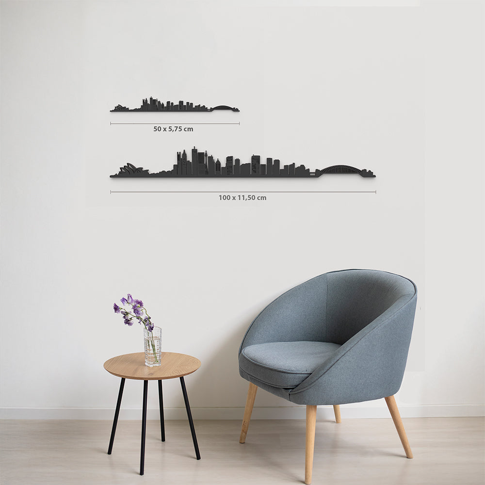 Comparativa 50 cm vs 100 cm del skyline Sidney en salón.