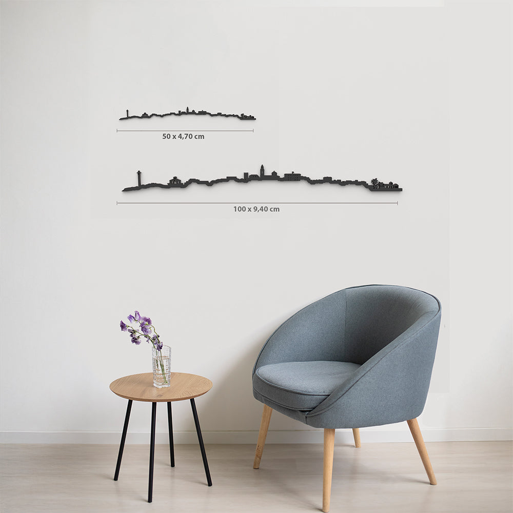 Comparativa 50 cm vs 100 cm del skyline Torredembarra en salón.