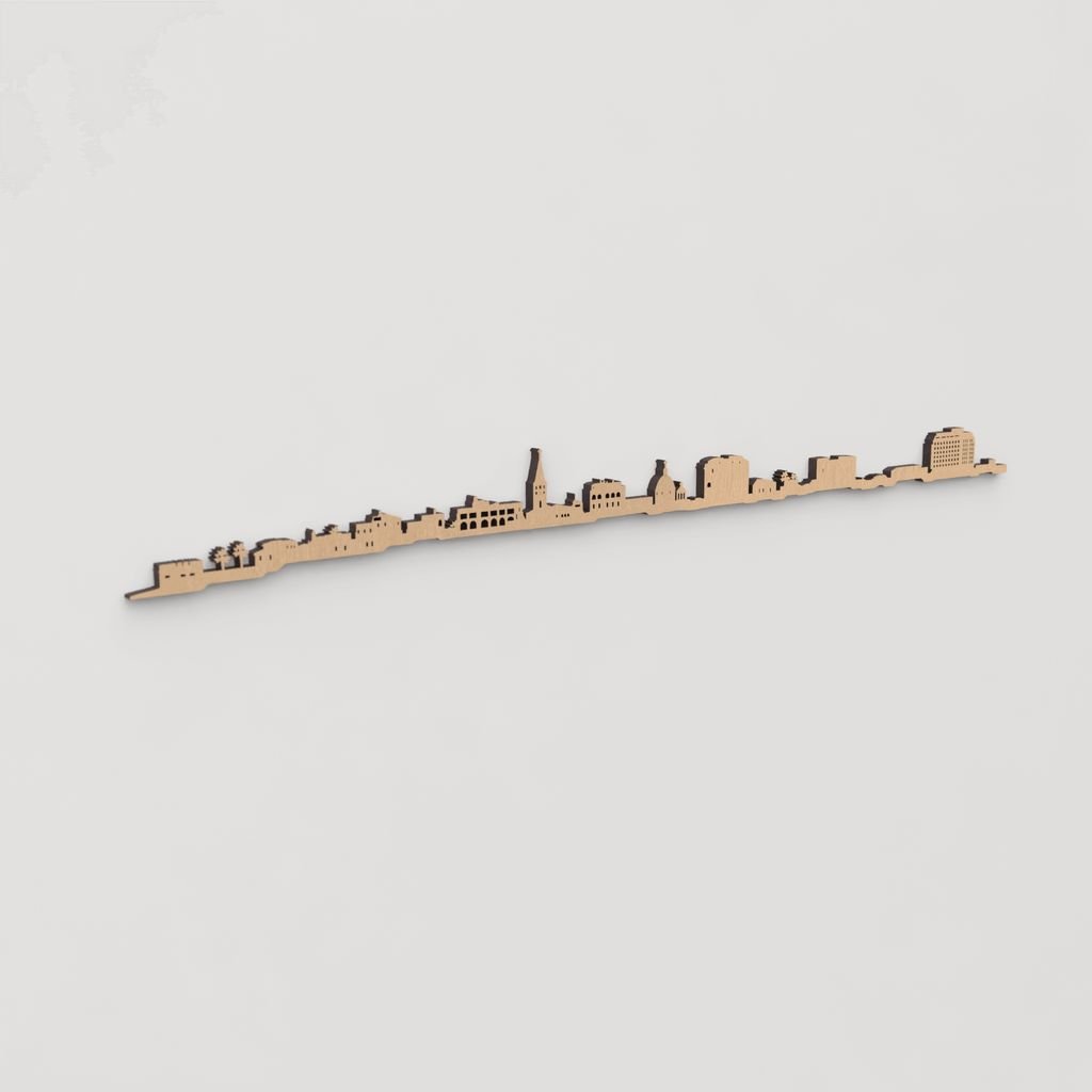 Skyline Alghero en madera, decoración de pared elegante y moderna.
