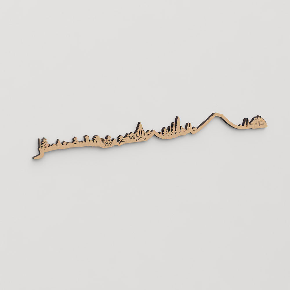 Skyline Bali en madera, decoración de pared elegante y moderna.