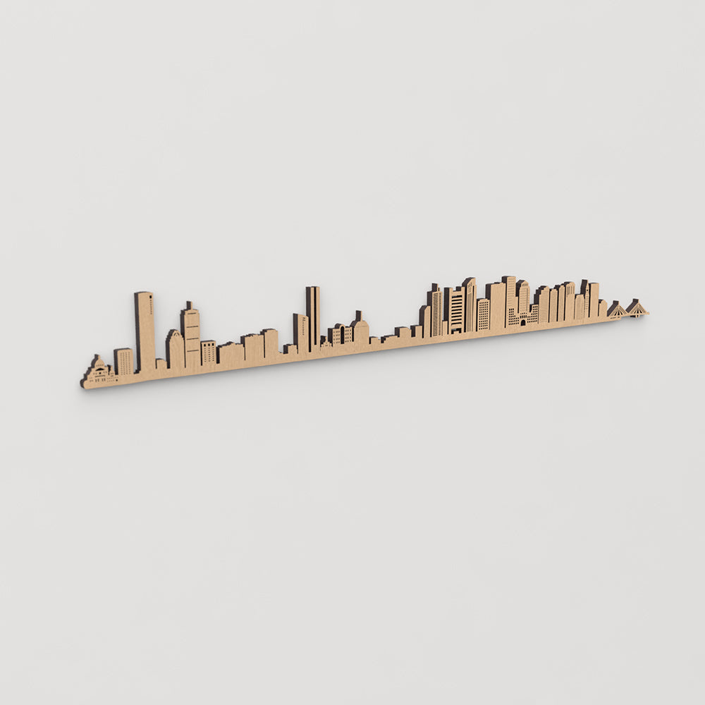 Skyline Boston en madera, decoración de pared elegante y moderna.