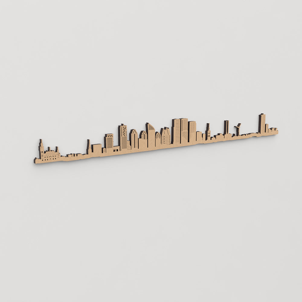 Skyline La Haya en madera, decoración de pared elegante y moderna.