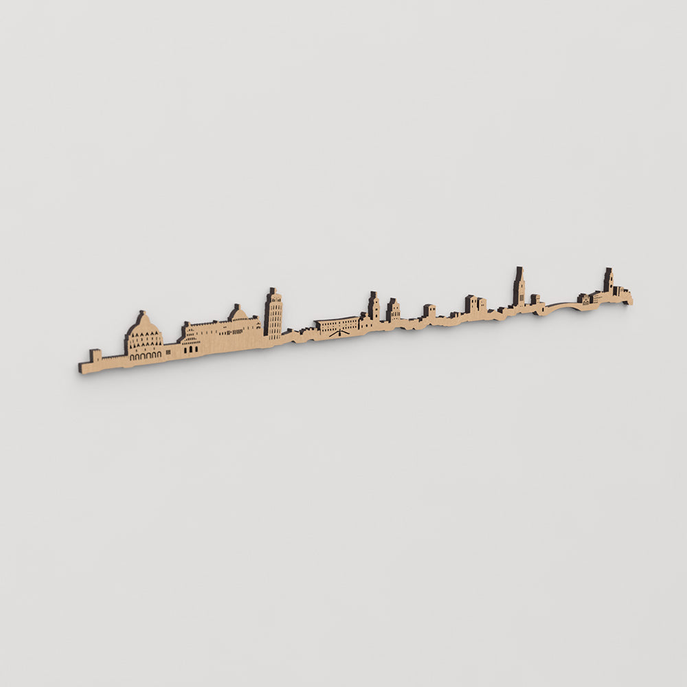Skyline Pisa en madera, decoración de pared elegante y moderna.