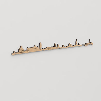 Skyline Pisa en madera, decoración de pared elegante y moderna.