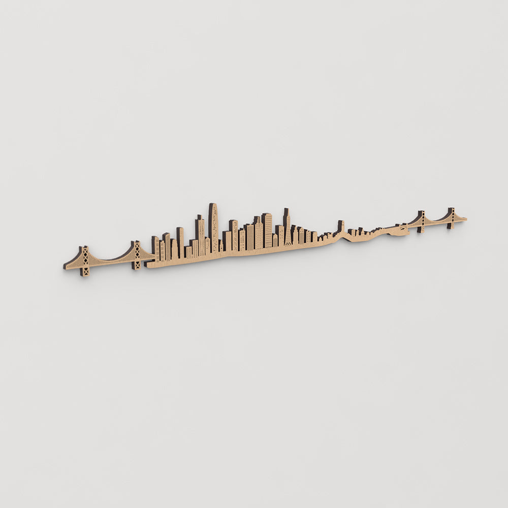 Skyline San Francisco en madera, decoración de pared elegante y moderna.