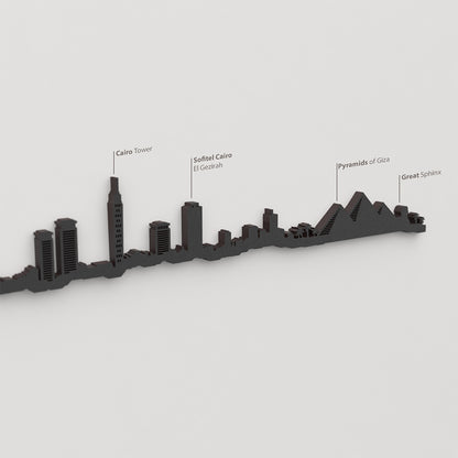 Skyline Egipto – detalle de Cairo Tower en madera negra.