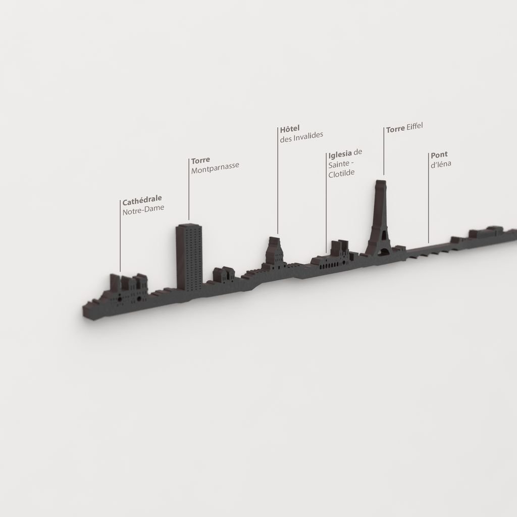 Skyline París – detalle de Cathédrale Notre-Dame en madera negra.