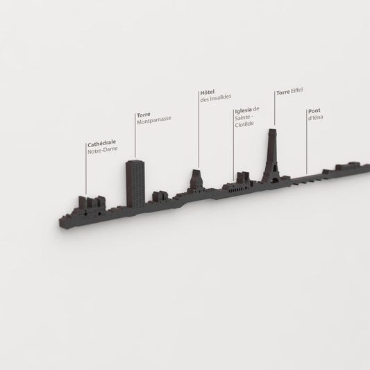 Skyline París – detalle de Cathédrale Notre-Dame en madera negra.