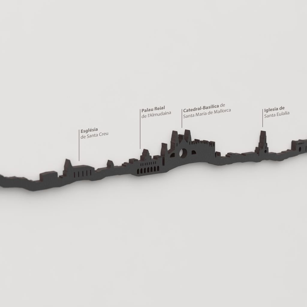 Skyline Palma – detalle de Església de Santa Creu en madera negra.